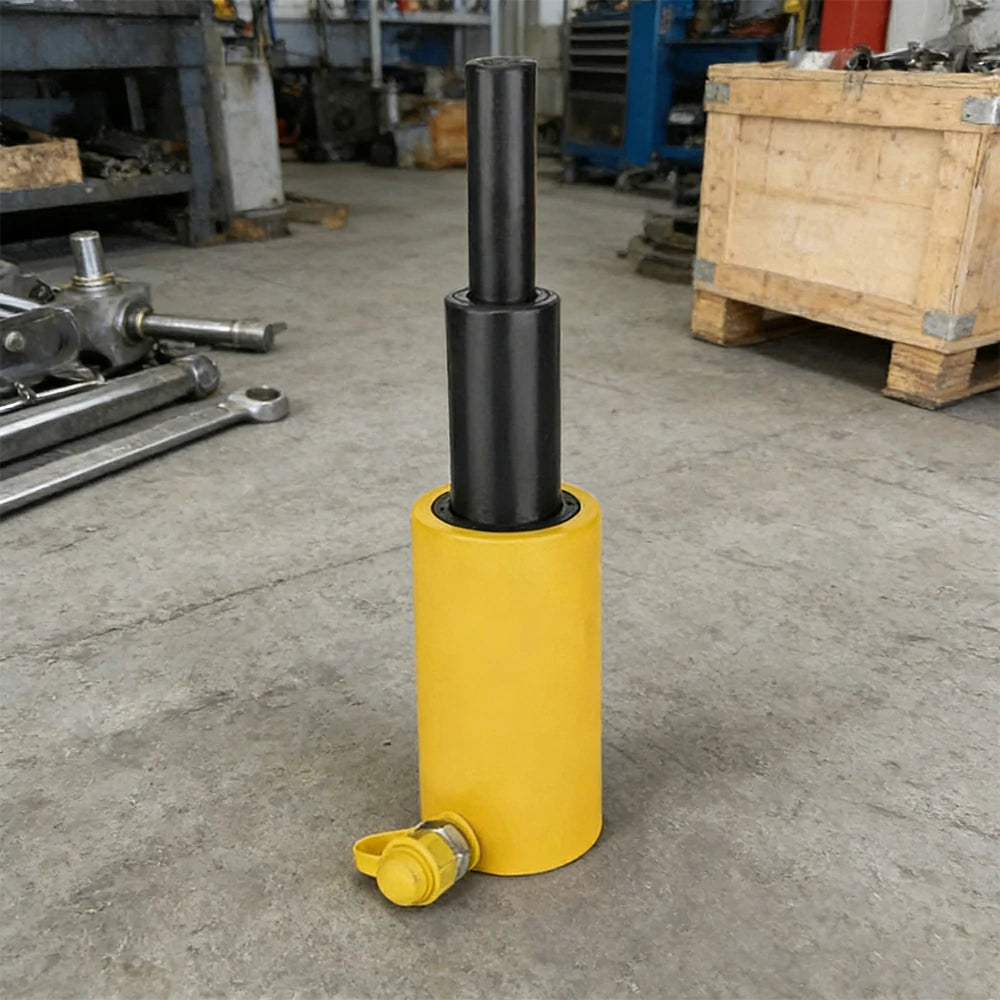 GROVIA 20T Multi Stage Hydraulic Jack 200mm Stroke Heavy Duty Industrial Lifting Equipment - Yellow