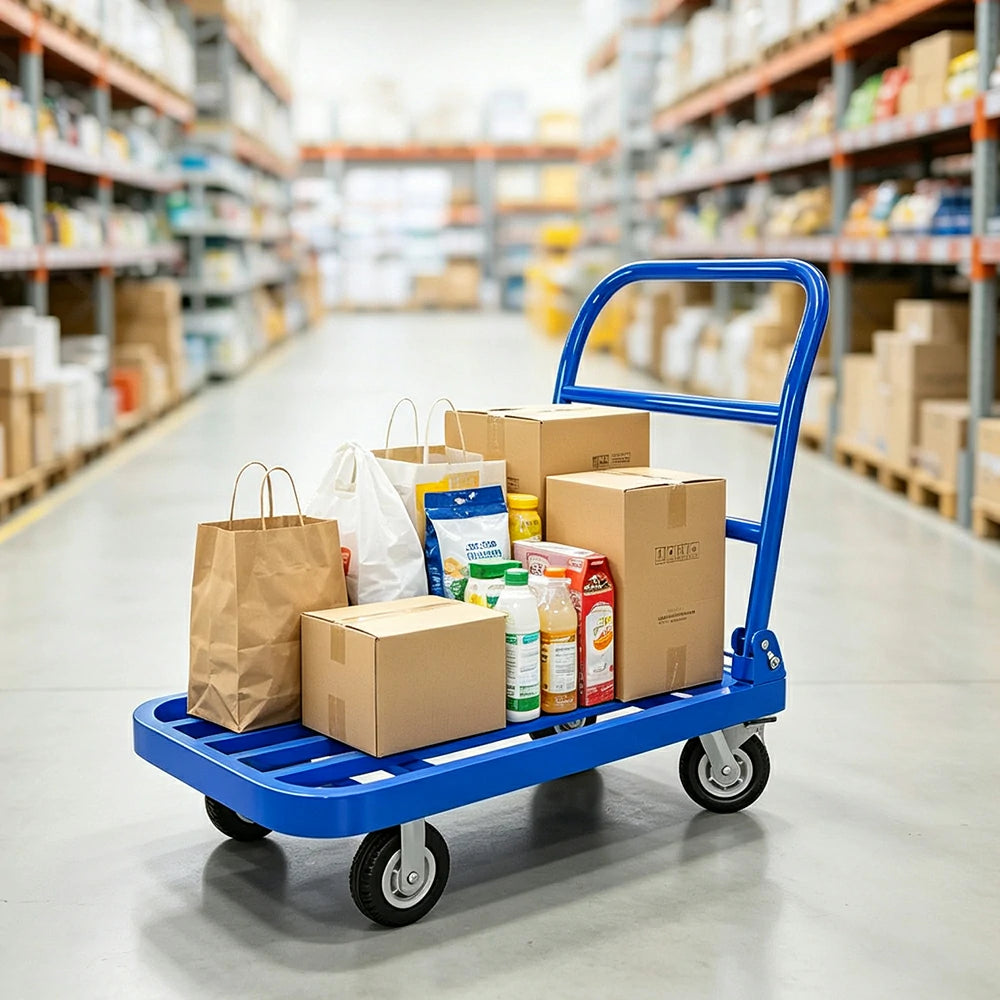 GROVIA Heavy Duty Folding Platform Trolley Reinforced Steel Tube Frame Quiet Swivel Wheels for Warehouse Office and Home Moving