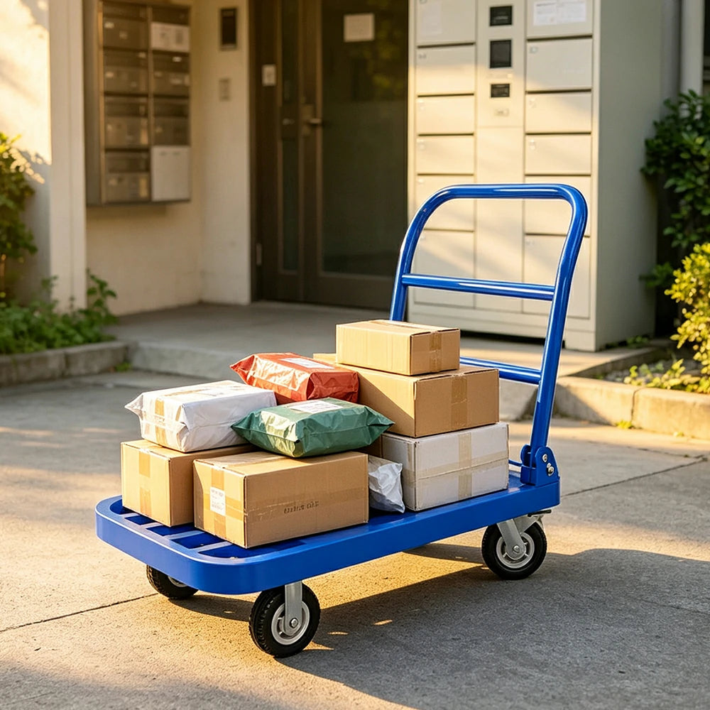 GROVIA Heavy Duty Folding Platform Trolley Reinforced Steel Tube Frame Quiet Swivel Wheels for Warehouse Office and Home Moving