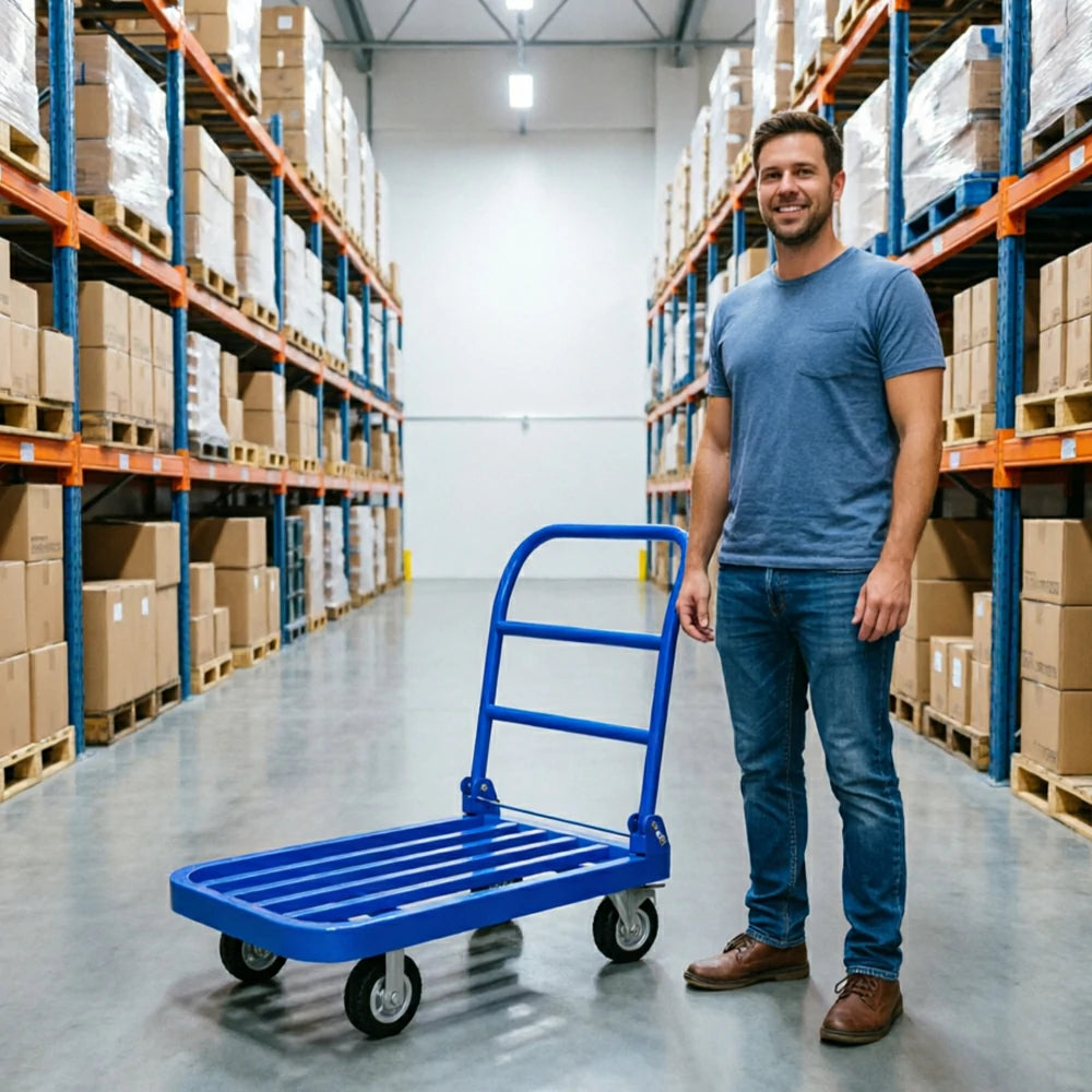 GROVIA Heavy Duty Folding Platform Trolley Reinforced Steel Tube Frame Quiet Swivel Wheels for Warehouse Office and Home Moving