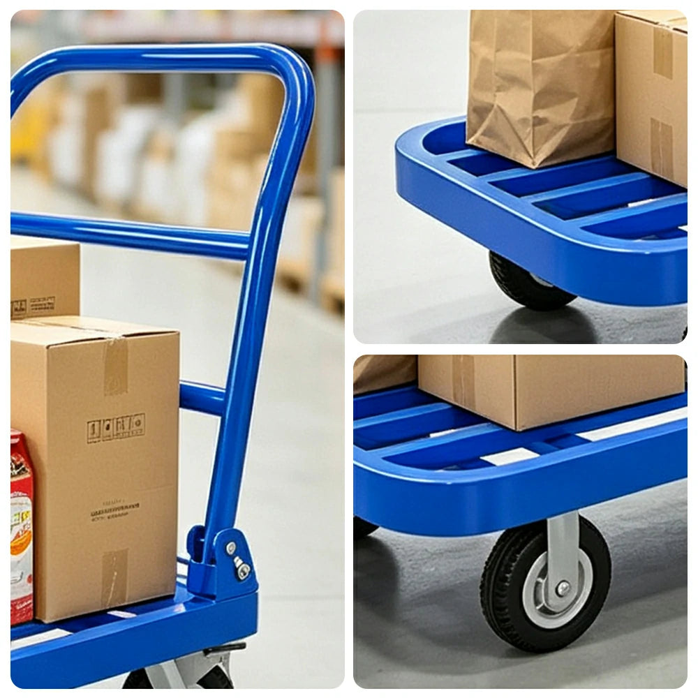 GROVIA Heavy Duty Folding Platform Trolley Reinforced Steel Tube Frame Quiet Swivel Wheels for Warehouse Office and Home Moving
