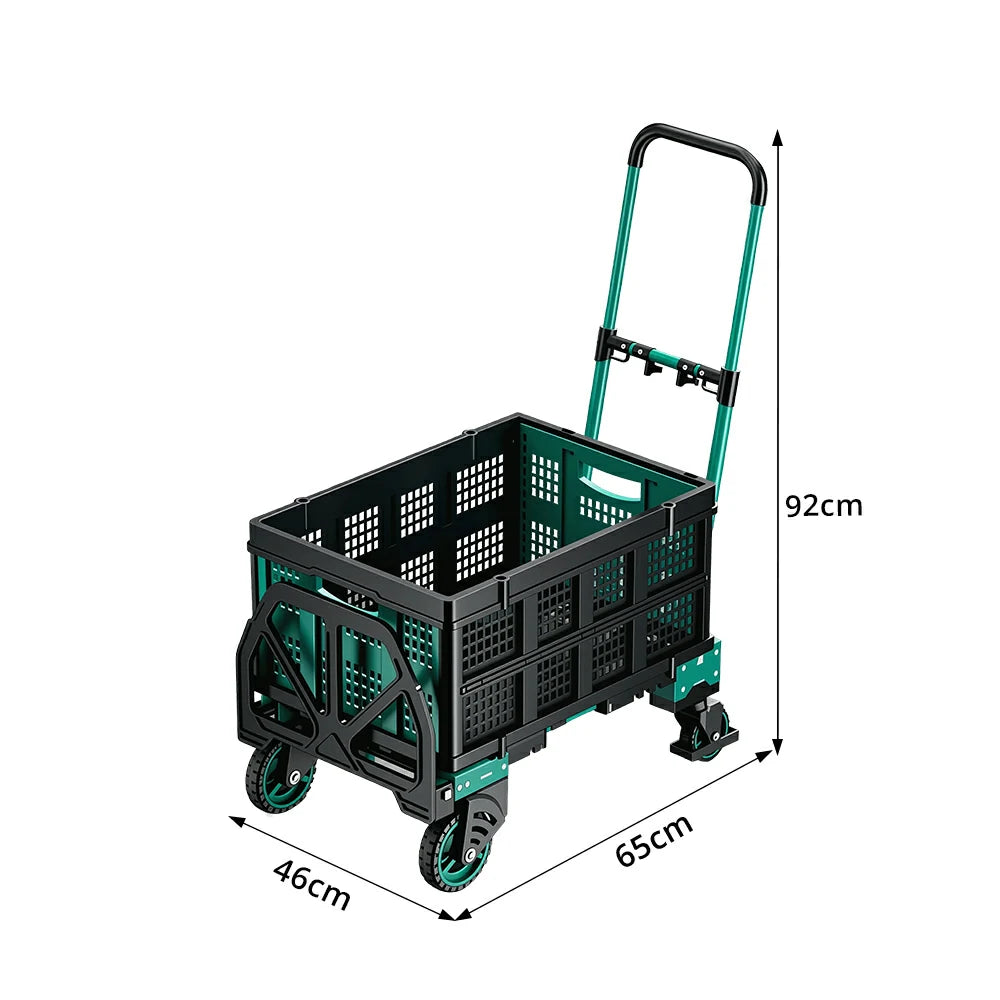 GROVIA 3 in 1 Folding Trolley Heavy Duty Cart with Brake Wheels Adjustable Handle for Warehouse Courier and Home Moving Use