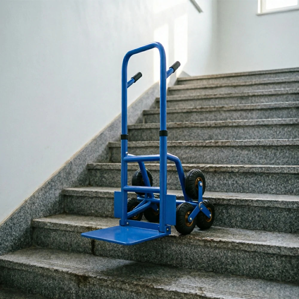 GROVIA Heavy Duty Stair Climbing Hand Truck Tri Wheel Trolley Reinforced Steel Frame Folding Design for Warehouse Delivery and Home Moving