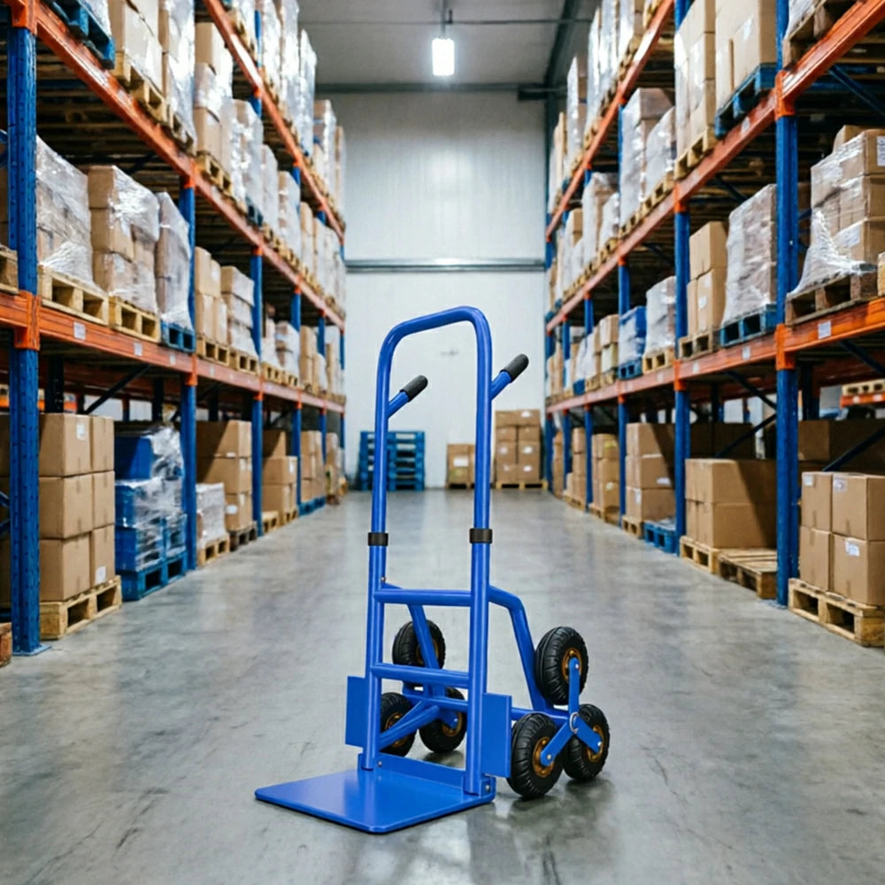 GROVIA Heavy Duty Stair Climbing Hand Truck Tri Wheel Trolley Reinforced Steel Frame Folding Design for Warehouse Delivery and Home Moving