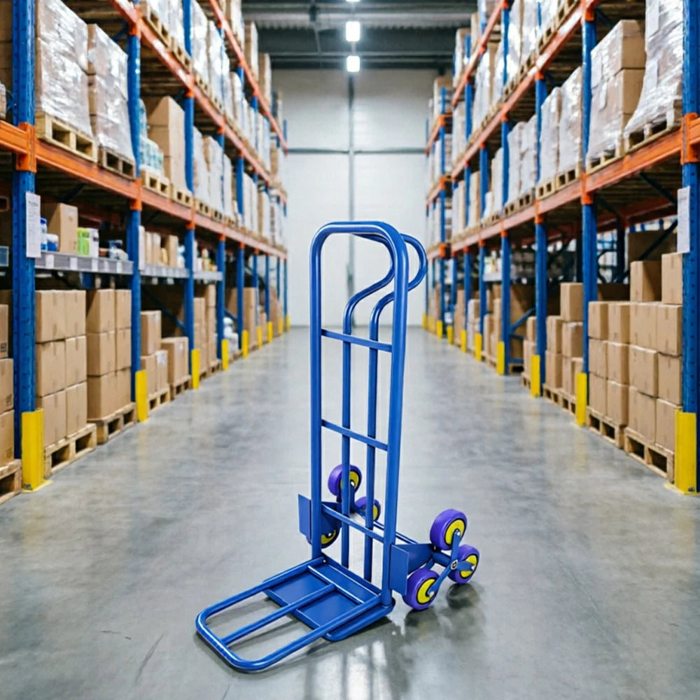 GROVIA Heavy Duty Stair Climbing Hand Truck Tri Wheel Trolley Reinforced Steel Frame Folding Cart for Warehouse Delivery and Home Moving