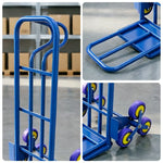GROVIA Heavy Duty Stair Climbing Hand Truck Tri Wheel Trolley Reinforced Steel Frame Folding Cart for Warehouse Delivery and Home Moving