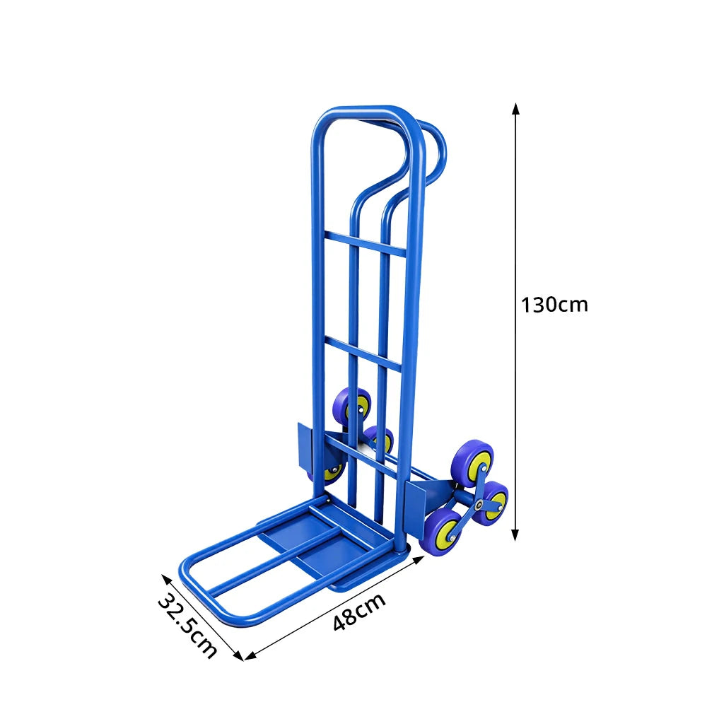 GROVIA Heavy Duty Stair Climbing Hand Truck Tri Wheel Trolley Reinforced Steel Frame Folding Cart for Warehouse Delivery and Home Moving