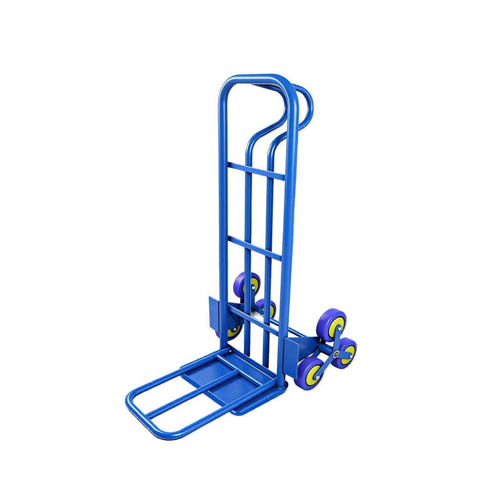 GROVIA Heavy Duty Stair Climbing Hand Truck Tri Wheel Trolley Reinforced Steel Frame Folding Cart for Warehouse Delivery and Home Moving