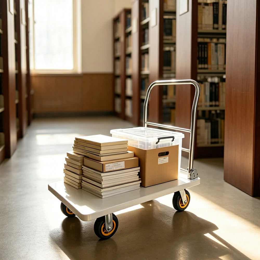 GROVIA Heavy Duty Folding Platform Trolley Reinforced Steel Frame Rubber Wheels for Warehouse Office and Home Moving Use