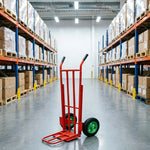 GROVIA Heavy Duty Folding Hand Truck with Dual Steel Base Triangular Support Structure Large Pneumatic Wheels for Commercial and Home Moving - Orange