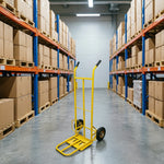 GROVIA Heavy Duty Folding Hand Truck with Dual Steel Base Triangular Support Structure Solid Rubber Wheels for Commercial and Home Moving - Yellow