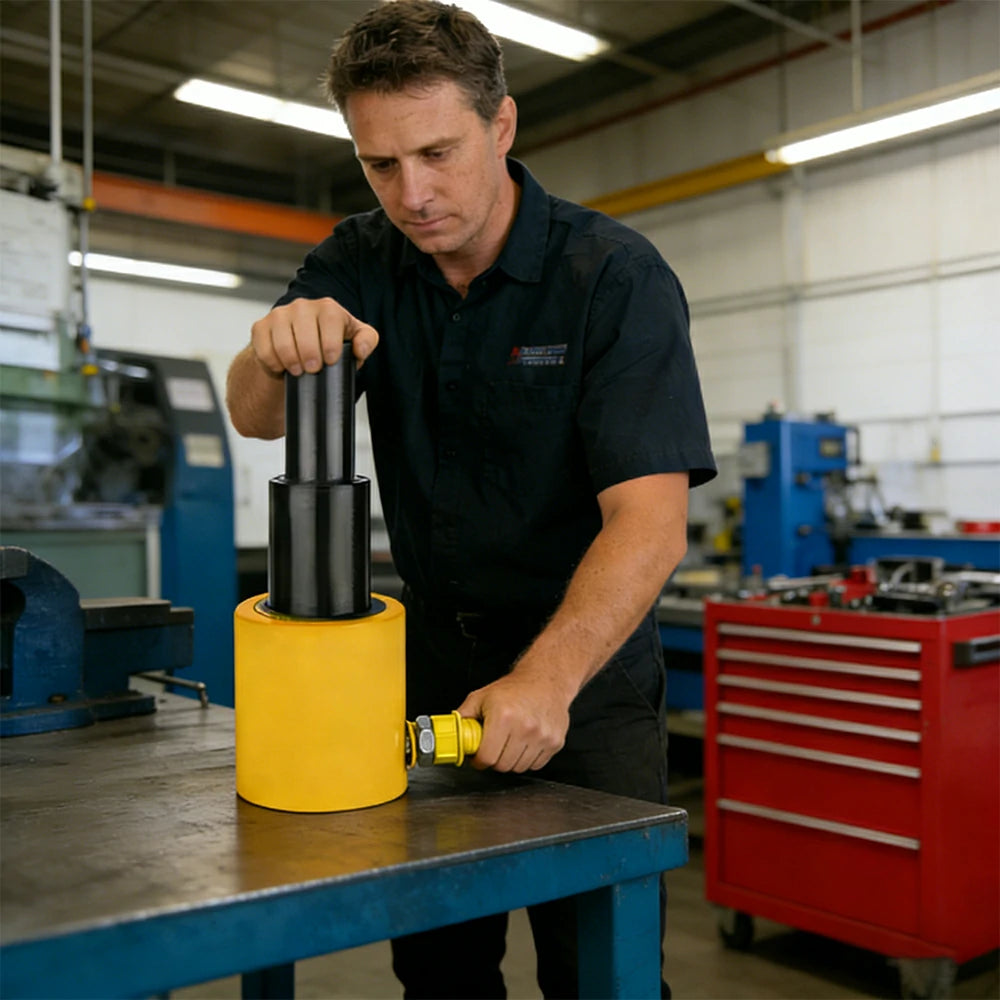 GROVIA 30T Multi Stage Hydraulic Jack 200mm Stroke Heavy Duty Industrial Lifting Equipment - Yellow