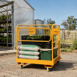GROVIA Heavy-Duty Utility Trolley Reinforced Frame 360-Degree Swivel Wheels for Garden Warehouse Farm & Construction Use - Yellow