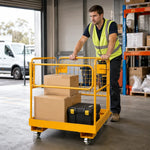 GROVIA Heavy-Duty Utility Trolley Reinforced Frame 360-Degree Swivel Wheels for Garden Warehouse Farm & Construction Use - Yellow