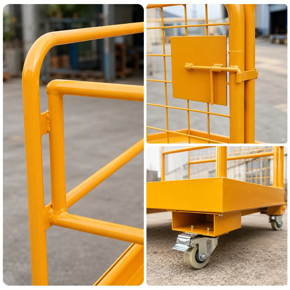 GROVIA Heavy-Duty Utility Trolley Reinforced Frame 360-Degree Swivel Wheels for Garden Warehouse Farm & Construction Use - Yellow