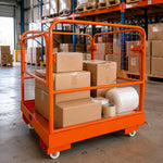 GROVIA Heavy-Duty Utility Trolley Reinforced Frame 360-Degree Swivel Wheels for Garden Warehouse Farm & Construction Use - Orange