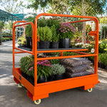 GROVIA Heavy-Duty Utility Trolley Reinforced Frame 360-Degree Swivel Wheels for Garden Warehouse Farm & Construction Use - Orange