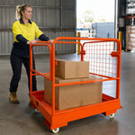 GROVIA Heavy-Duty Utility Trolley Reinforced Frame 360-Degree Swivel Wheels for Garden Warehouse Farm & Construction Use - Orange