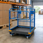 GROVIA Heavy-Duty Utility Trolley Reinforced Frame 360-Degree Swivel Wheels for Garden Warehouse Farm & Construction Use - Blue