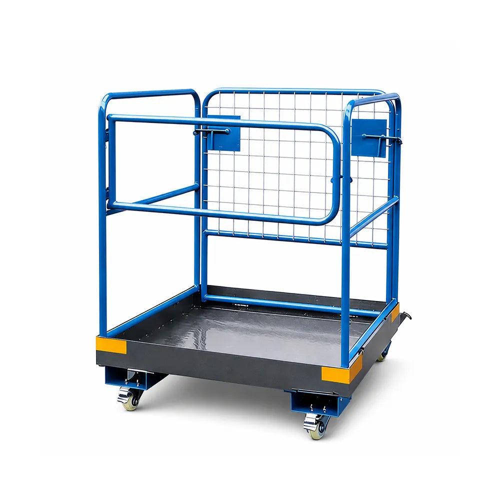 GROVIA Heavy-Duty Utility Trolley Reinforced Frame 360-Degree Swivel Wheels for Garden Warehouse Farm & Construction Use - Blue