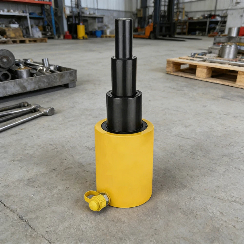 GROVIA 50T Multi Stage Hydraulic Jack 300mm Stroke Heavy Duty Industrial Lifting Equipment - Yellow