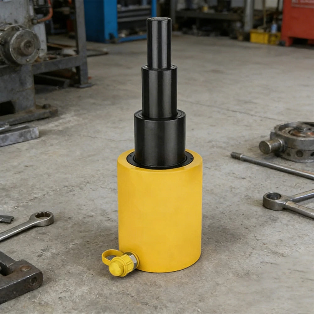 GROVIA 50T Multi Stage Hydraulic Jack 300mm Stroke Heavy Duty Industrial Lifting Equipment - Yellow