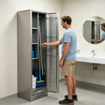 GROVIA 201 Stainless Steel Cleaning Cabinet Single Door 400mm Width Heavy Duty Storage Locker for Home Utility - Silver