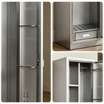 GROVIA 201 Stainless Steel Cleaning Cabinet Single Door 400mm Width Heavy Duty Storage Locker for Home Utility - Silver