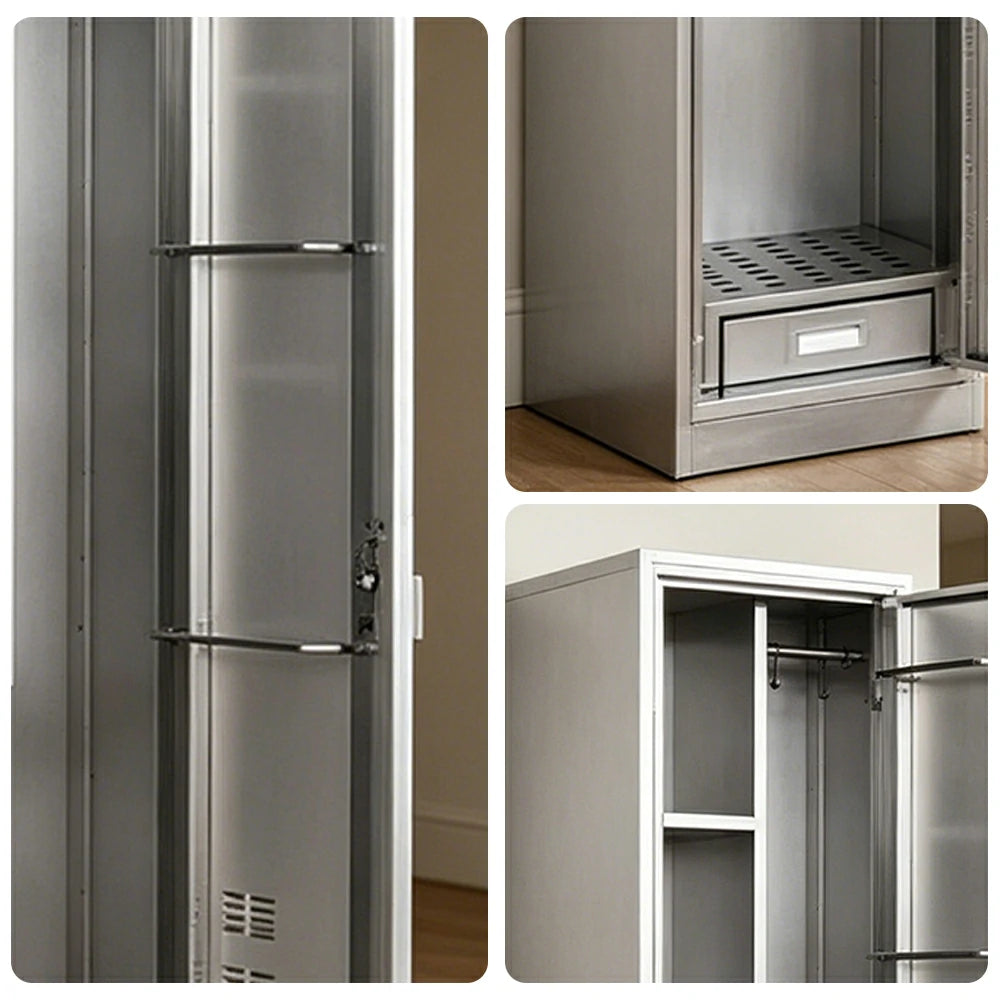 GROVIA 201 Stainless Steel Cleaning Cabinet Single Door 400mm Width Heavy Duty Storage Locker for Home Utility - Silver