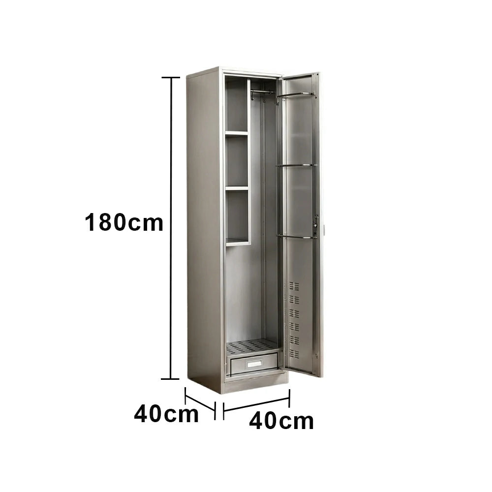 GROVIA 201 Stainless Steel Cleaning Cabinet Single Door 400mm Width Heavy Duty Storage Locker for Home Utility - Silver