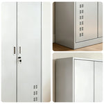 GROVIA 201 Stainless Steel Cleaning Cabinet Double Door 900mm Width Heavy Duty Storage Locker for Utility Room - Silver