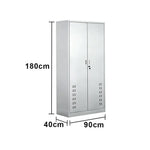 GROVIA 201 Stainless Steel Cleaning Cabinet Double Door 900mm Width Heavy Duty Storage Locker for Utility Room - Silver