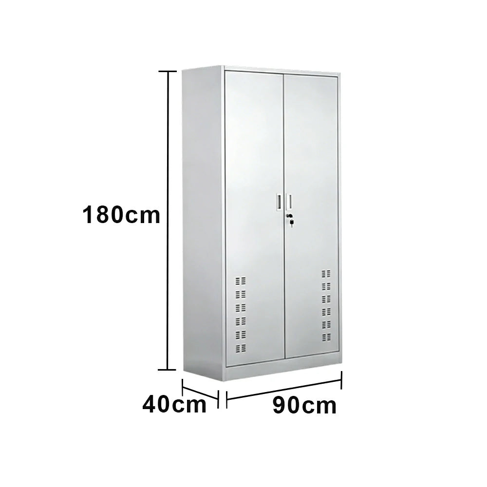 GROVIA 201 Stainless Steel Cleaning Cabinet Double Door 900mm Width Heavy Duty Storage Locker for Utility Room - Silver