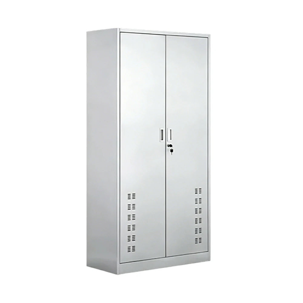 GROVIA 201 Stainless Steel Cleaning Cabinet Double Door 900mm Width Heavy Duty Storage Locker for Utility Room - Silver