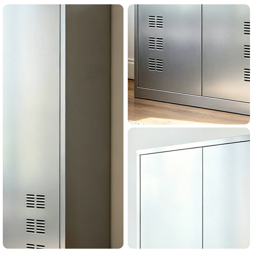 GROVIA 201 Stainless Steel Cleaning Cabinet Double Door 1200mm Width Heavy Duty Storage Locker for Utility Room - Silver