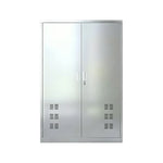 GROVIA 201 Stainless Steel Cleaning Cabinet Double Door 1200mm Width Heavy Duty Storage Locker for Utility Room - Silver