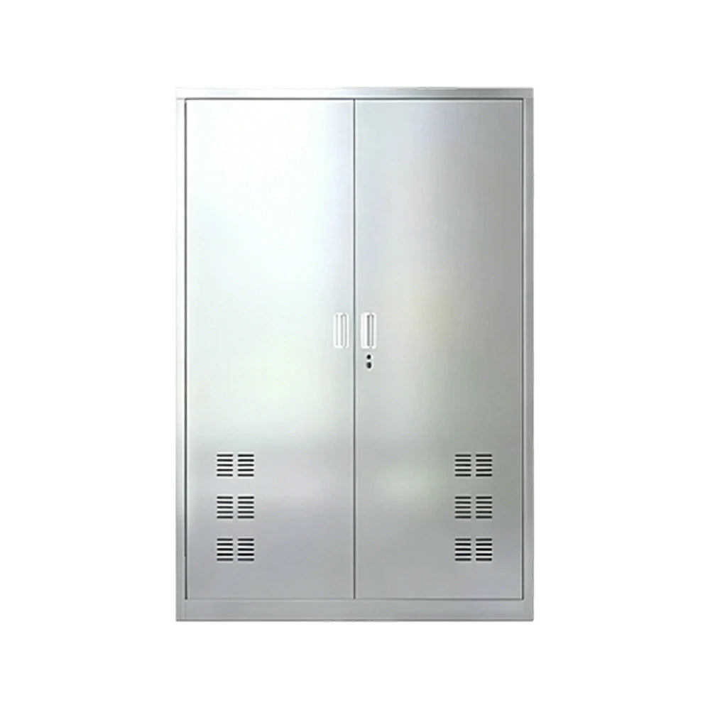 GROVIA 201 Stainless Steel Cleaning Cabinet Double Door 1200mm Width Heavy Duty Storage Locker for Utility Room - Silver