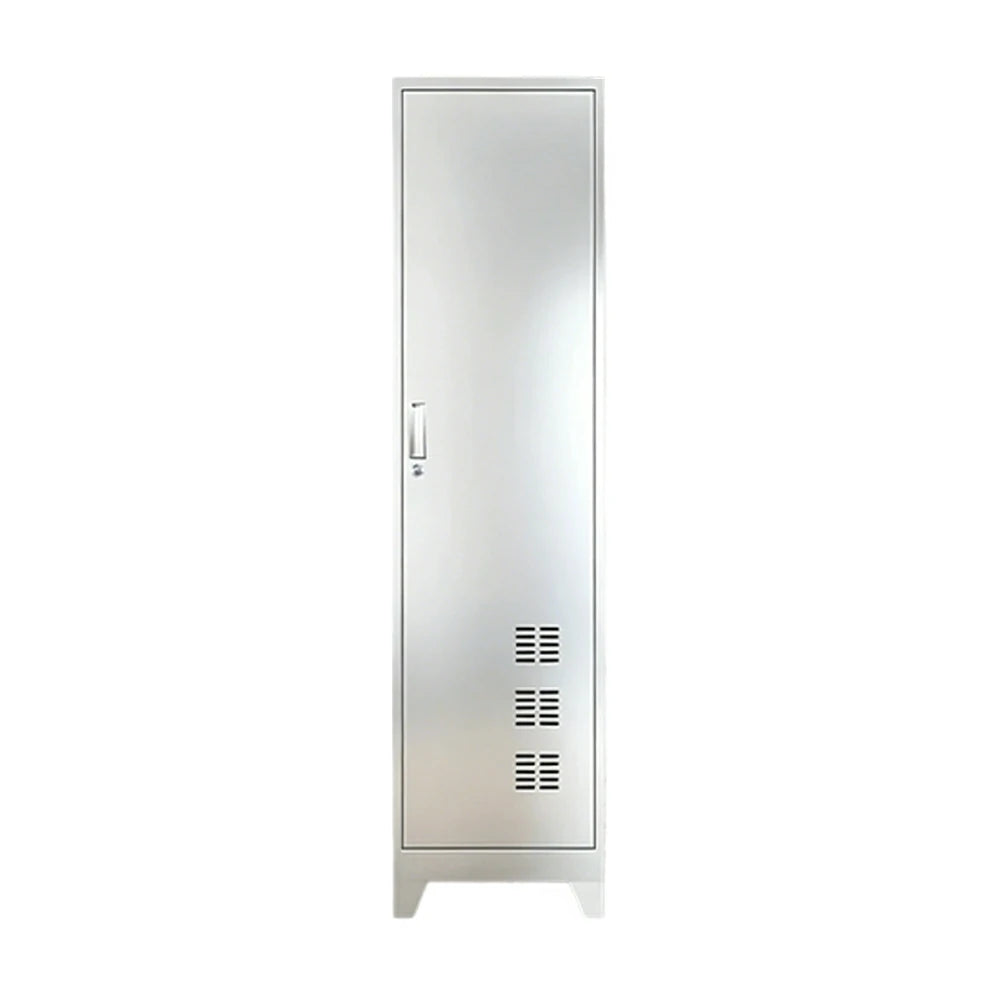 GROVIA 201 Stainless Steel Cleaning Cabinet Single Door Raised Base 400mm Width Heavy Duty Storage Locker for Utility Room - Silver