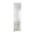 GROVIA 201 Stainless Steel Cleaning Cabinet Single Door Raised Base 400mm Width Heavy Duty Storage Locker for Utility Room - Silver