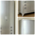GROVIA 201 Stainless Steel Cleaning Cabinet Double Door Raised Base 900mm Width Heavy Duty Storage Locker for Utility Room - Silver