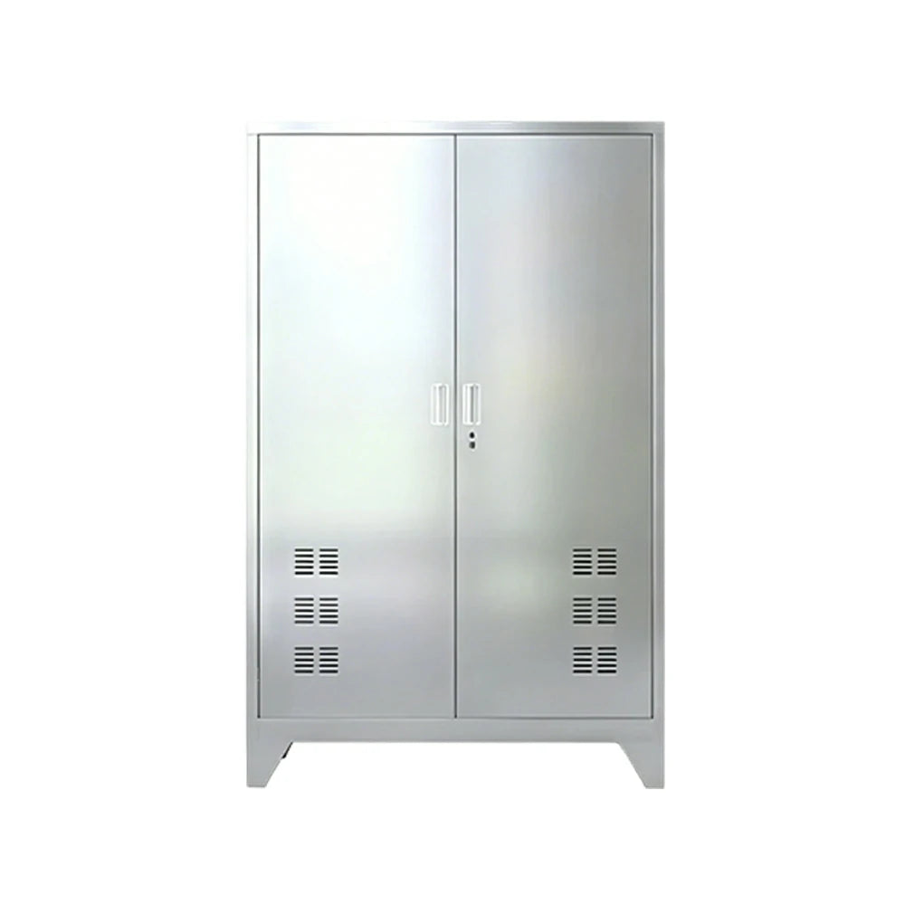 GROVIA 201 Stainless Steel Cleaning Cabinet Double Door Raised Base 1200mm Width Heavy Duty Storage Locker for Utility Room - Silver