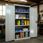 GROVIA Steel Storage Cabinet 1000x500x1800mm Heavy Duty Tool Organizer for Garage Warehouse - Grey White