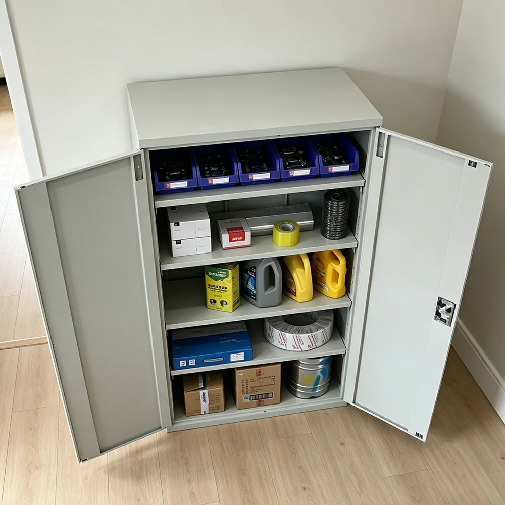 GROVIA Steel Storage Cabinet 1000x500x1800mm Heavy Duty Tool Organizer for Garage Warehouse - Grey White