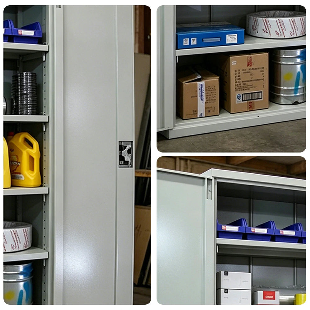 GROVIA Steel Storage Cabinet 1000x500x1800mm Heavy Duty Tool Organizer for Garage Warehouse - Grey White