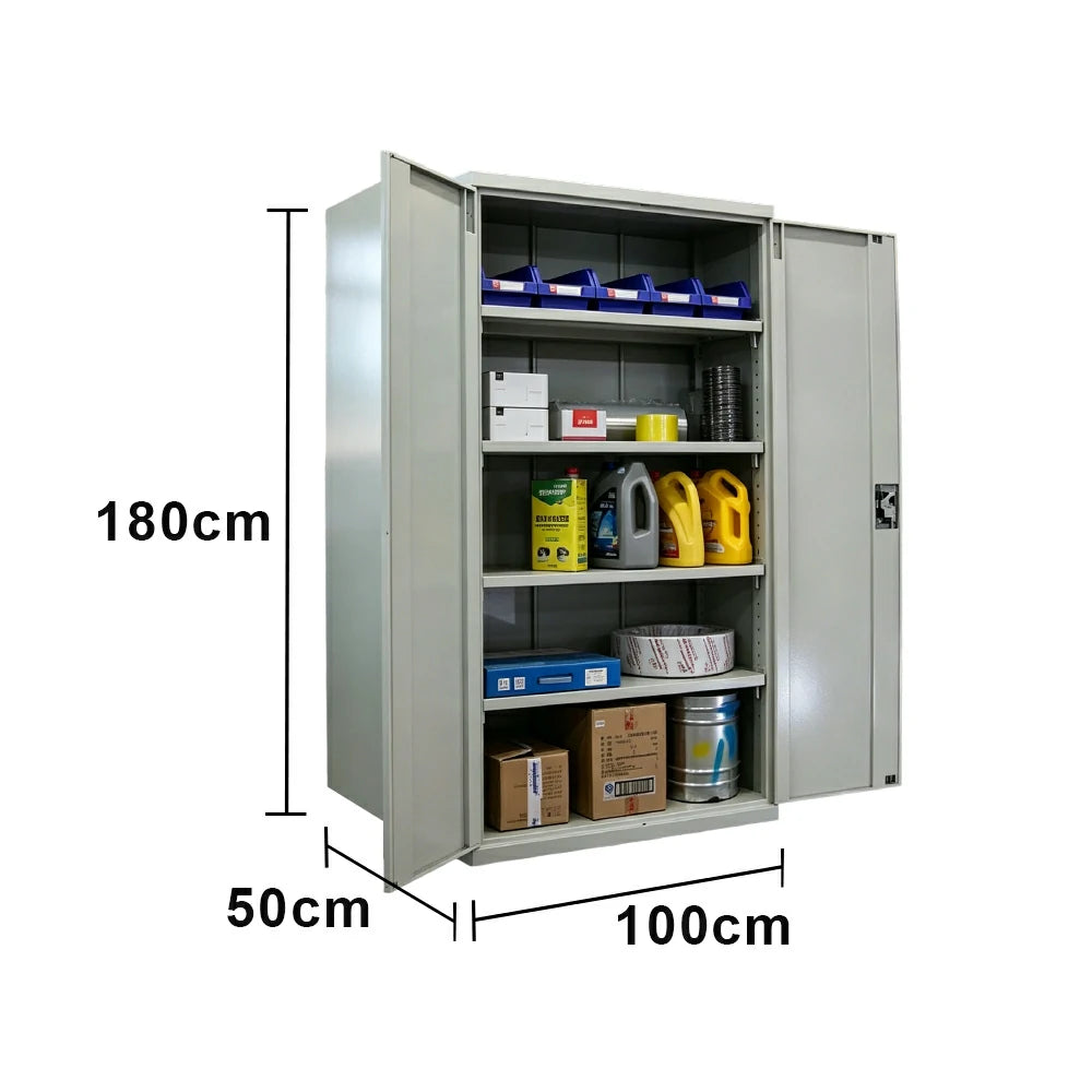 GROVIA Steel Storage Cabinet 1000x500x1800mm Heavy Duty Tool Organizer for Garage Warehouse - Grey White