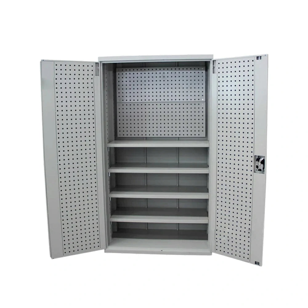GROVIA Steel Storage Cabinet with Pegboard 1000x500x1800mm Heavy Duty Tool Organizer for Garage Workshop - Grey White