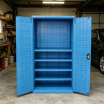 GROVIA Steel Storage Cabinet with Pegboard 1000x500x1800mm Heavy Duty Tool Organizer for Garage Workshop - Blue