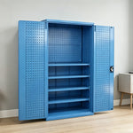 GROVIA Steel Storage Cabinet with Pegboard 1000x500x1800mm Heavy Duty Tool Organizer for Garage Workshop - Blue