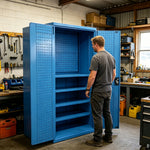 GROVIA Steel Storage Cabinet with Pegboard 1000x500x1800mm Heavy Duty Tool Organizer for Garage Workshop - Blue