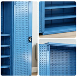 GROVIA Steel Storage Cabinet with Pegboard 1000x500x1800mm Heavy Duty Tool Organizer for Garage Workshop - Blue